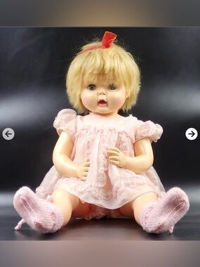 RARE VTG 60’s Horsman 26” Blonde Sleepy Blue Eyed Baby Doll, Movable Arms & Leg